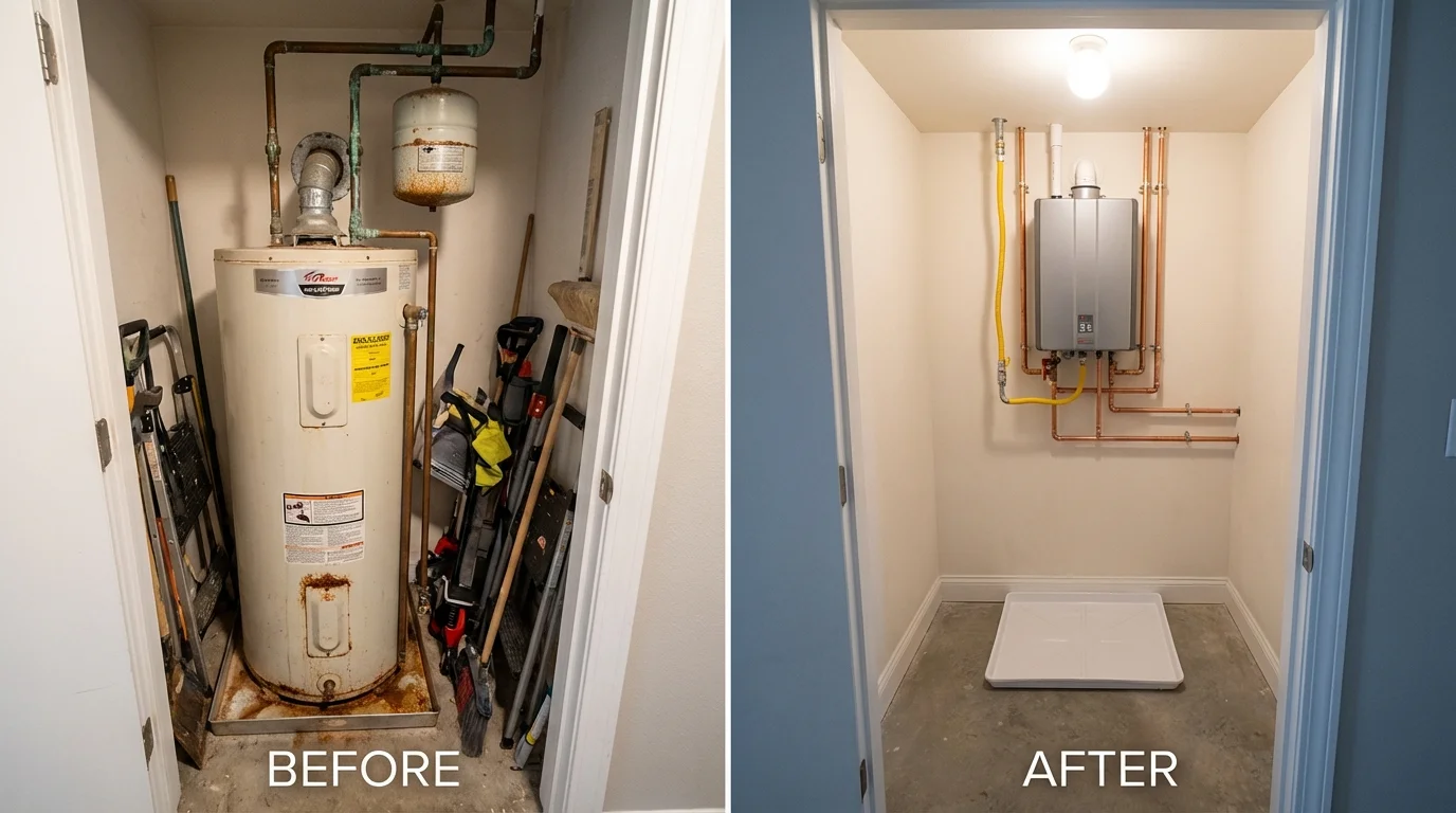 Tank water heater versus wall-mounted tankless unit comparison for Brent, AL homeowners